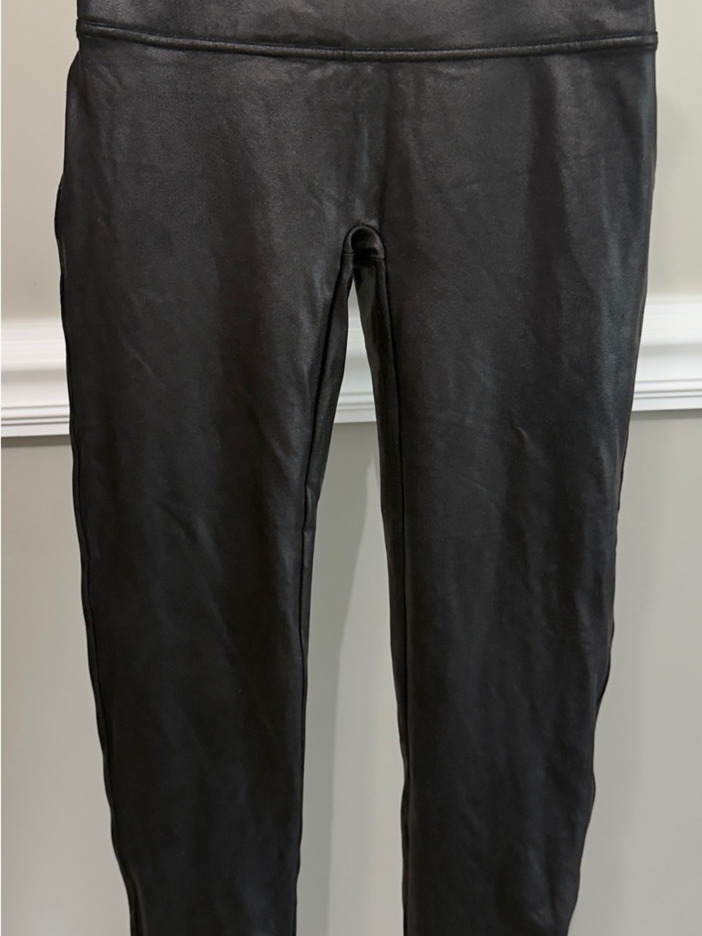 SPANX Black Casual  Faux-Leather High-Rise‎ Leggings XL 173